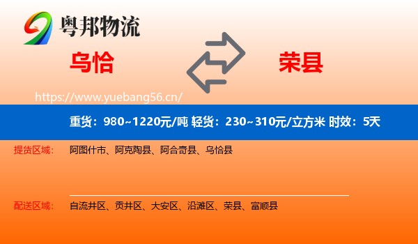 乌恰到荣县物流专线名片