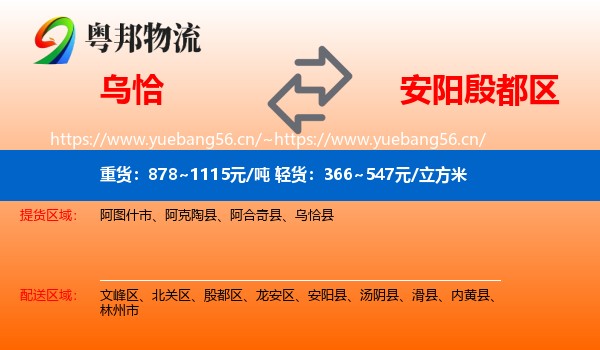 乌恰到殷都区物流