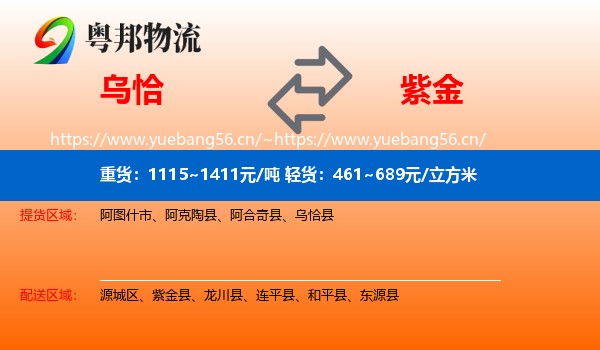 乌恰到紫金县物流