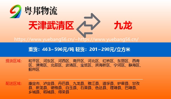 天津武清区到九龙县物流