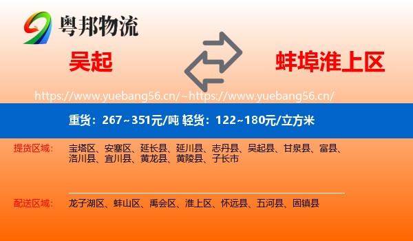 吴起到淮上区物流