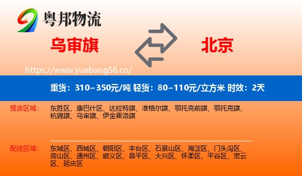 乌审旗到北京物流专线名片