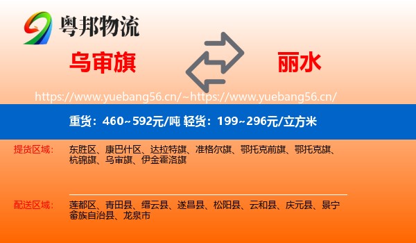 乌审旗到丽水物流