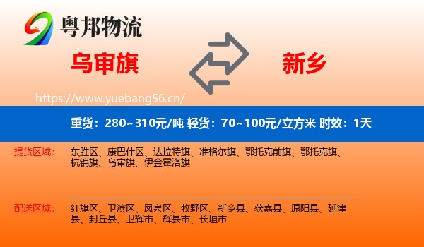 乌审旗到新乡物流 乌审旗到新乡物流专线名片