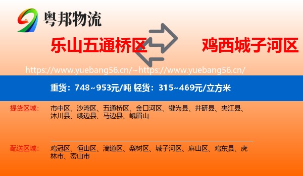 乐山五通桥区到城子河区物流