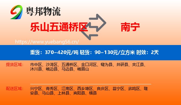 乐山五通桥区到南宁物流专线名片