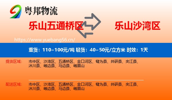 乐山五通桥区到沙湾区物流专线名片