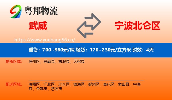 武威到北仑区物流专线名片
