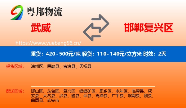 武威到复兴区物流专线名片