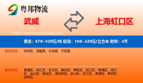 武威到虹口区物流专线名片