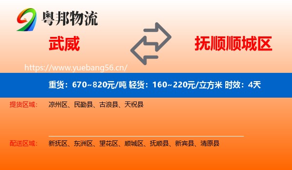 武威到顺城区物流专线名片