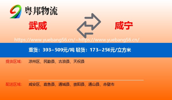 武威到咸宁物流