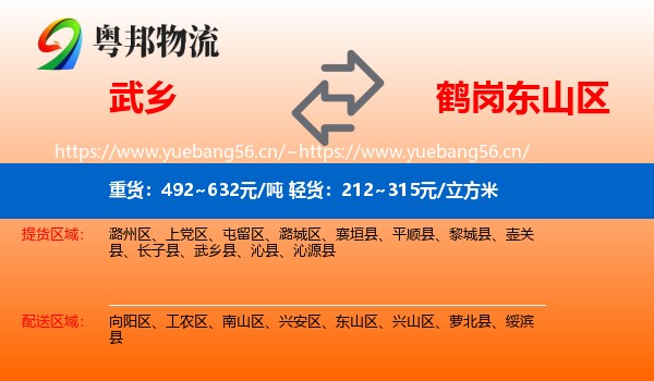 武乡县到东山区物流专线