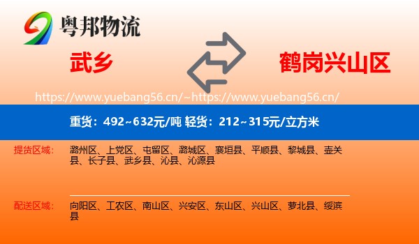 武乡县到兴山区物流专线