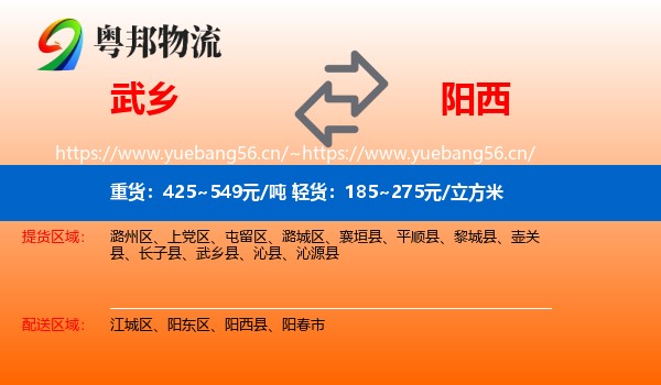武乡到阳西县物流