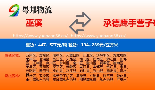 巫溪到鹰手营子矿区物流