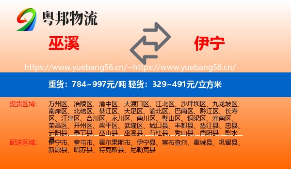 巫溪到伊宁市物流