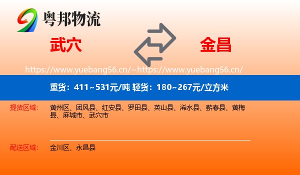 武穴到金昌物流