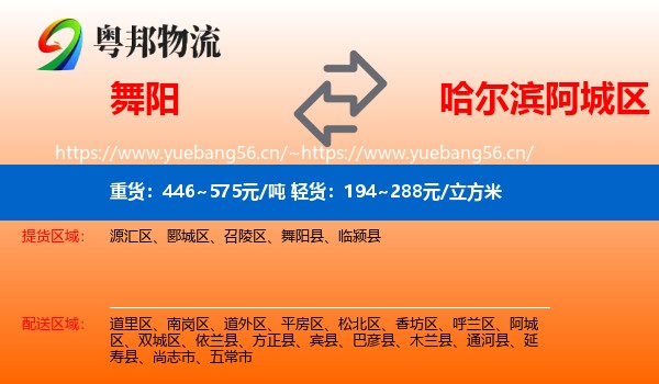 舞阳到阿城区物流