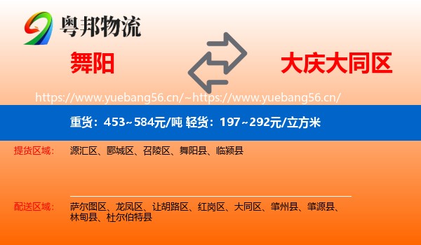 舞阳到大同区物流