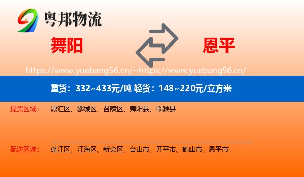 舞阳到恩平市物流