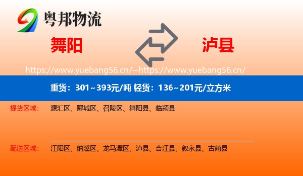 舞阳到泸县物流