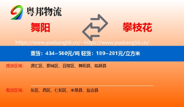 舞阳到攀枝花物流