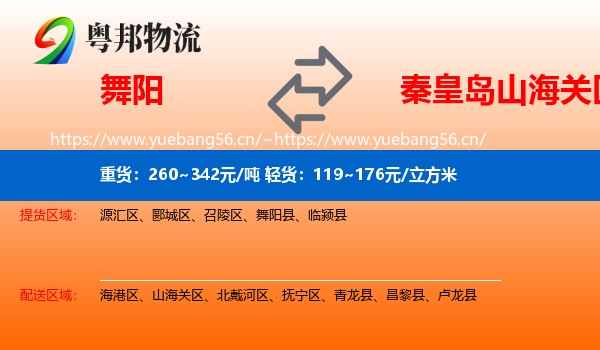 舞阳到山海关区物流