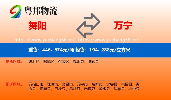 舞阳到万宁市物流