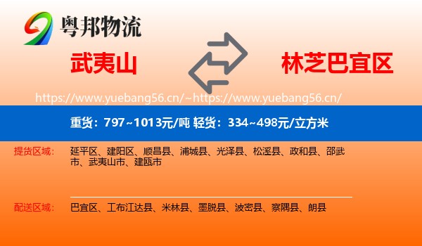 武夷山到巴宜区物流