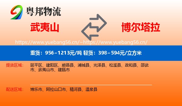 武夷山到博尔塔拉物流
