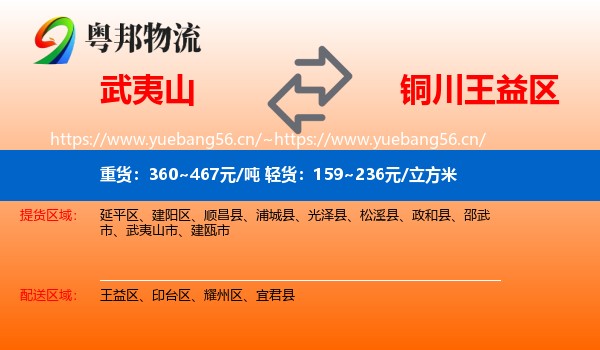 武夷山到王益区物流