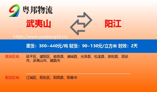 武夷山到阳江物流专线名片