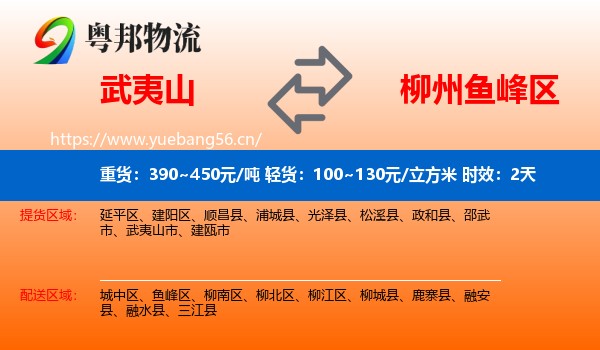 武夷山到鱼峰区物流专线名片