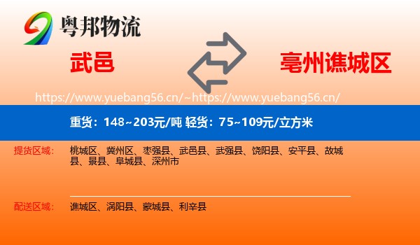 武邑到谯城区物流