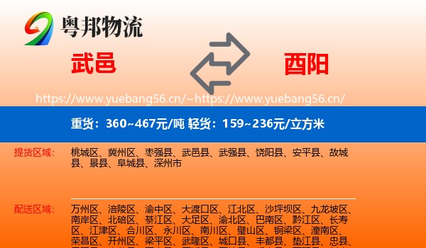 武邑到酉阳县物流