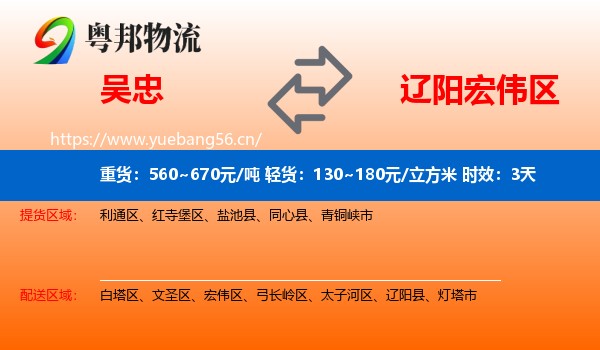 吴忠到宏伟区物流专线名片