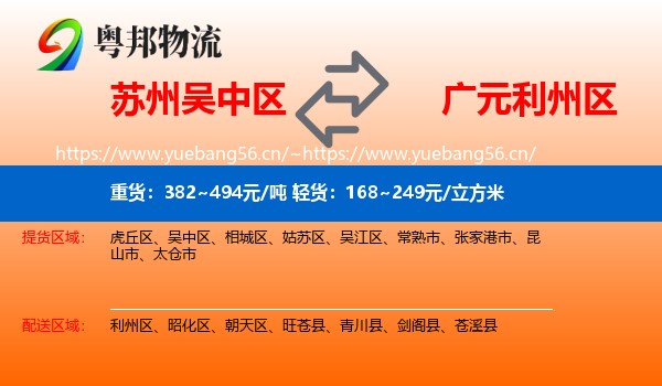 苏州吴中区到利州区物流