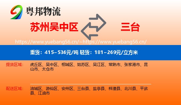 苏州吴中区到三台县物流