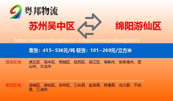苏州吴中区到游仙区物流