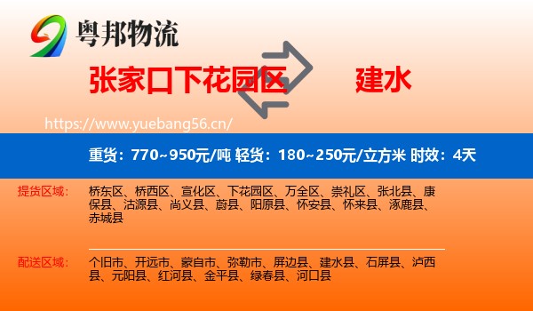 张家口下花园区到建水县物流专线名片