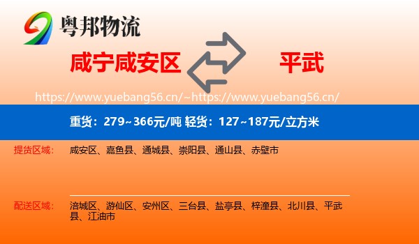 咸宁咸安区到平武县物流