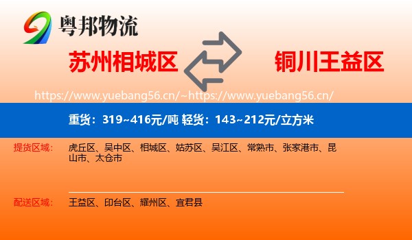 苏州相城区到王益区物流