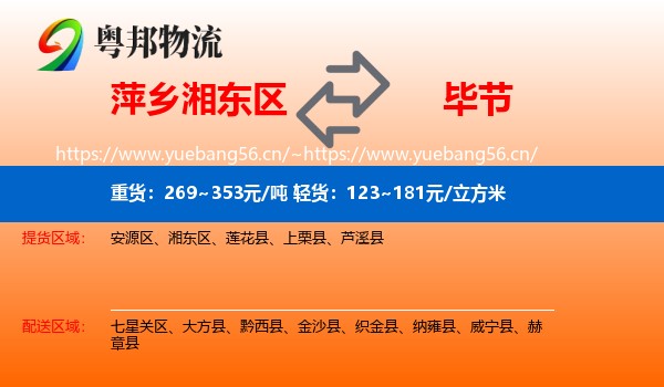 萍乡湘东区到毕节物流
