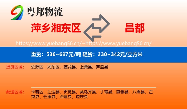 萍乡湘东区到昌都物流