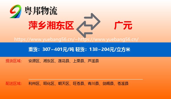 萍乡湘东区到广元物流