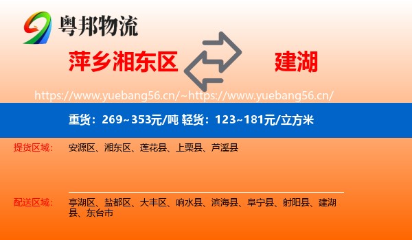 萍乡湘东区到建湖县物流