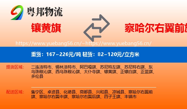 镶黄旗到察哈尔右翼前旗物流