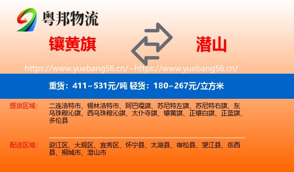镶黄旗到潜山市物流
