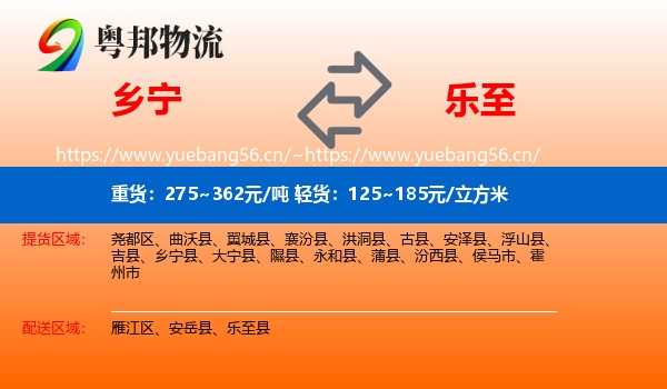 乡宁到乐至县物流